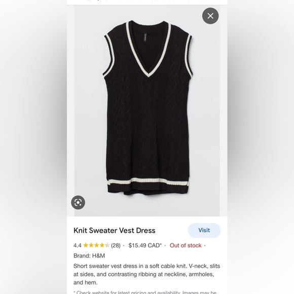 H&M sweater vest sz XL women’s. Black with white trim. Worn twice, washed twice - Picture 4 of 4